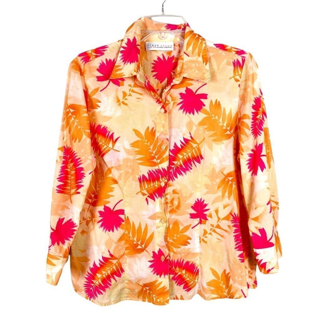 First Issue Lightweight Palm Tree Button Down Shi… - image 1